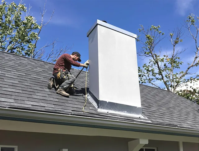 Worthington Chimney Sweep team member finishing chimney construction in Worthington, OH