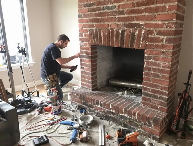 Worthington Chimney Sweep specialist finalizing chimney liner service in Worthington, OH