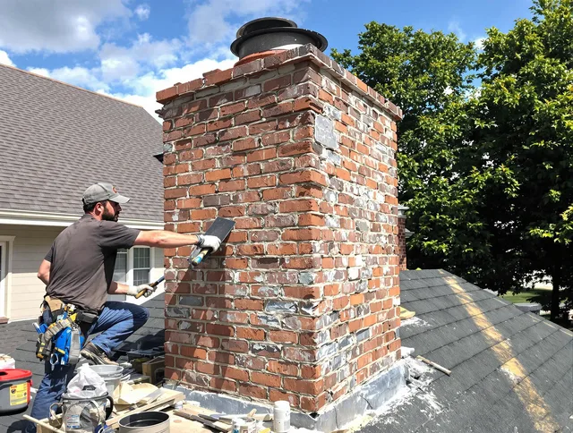 Completed chimney rebuild by Worthington Chimney Sweep in Worthington, OH