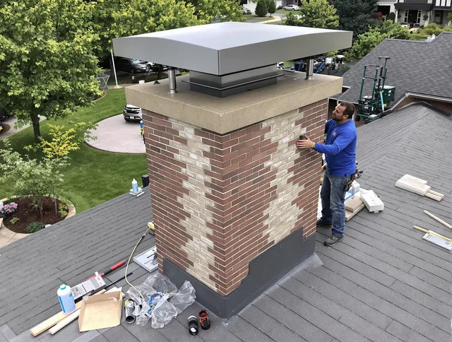 Worthington Chimney Sweep team working on a custom chimney remodel in Worthington, OH