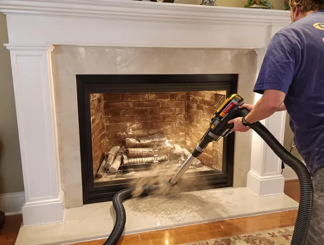 Fireplace cleaning performed by Worthington Chimney Sweep in Worthington, OH